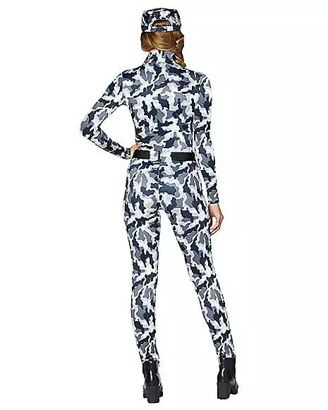 Adult Snow Camo Military Catsuit Costume 2 Adult Snow Camo Military Catsuit Costume - Image 2