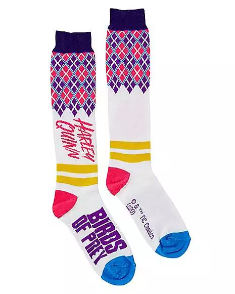 Harley Quinn Diamonds Knee High Socks - Birds Of Prey 1 Harley Quinn Diamonds Knee High Socks - Birds Of Prey