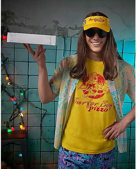 Adult Surfer Boy Pizza T Shirt - Stranger Things 2 Adult Surfer Boy Pizza T Shirt - Stranger Things - Image 2